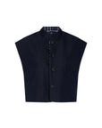 CISONNE Woolen check gilet blue check