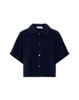 VELYA Knitted collar top night blue
