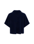 VELYA Knitted collar top night blue