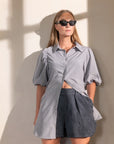 CAMMI short dress placket balloon sleeves