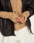 VARIE Fingerless rib handwarmers beige melange