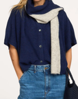 VORIE Striped knitted long scarf night blue