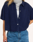 VELYA Knitted collar top night blue