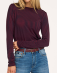 CIBRIS longsleeves striped tee merlot stripe