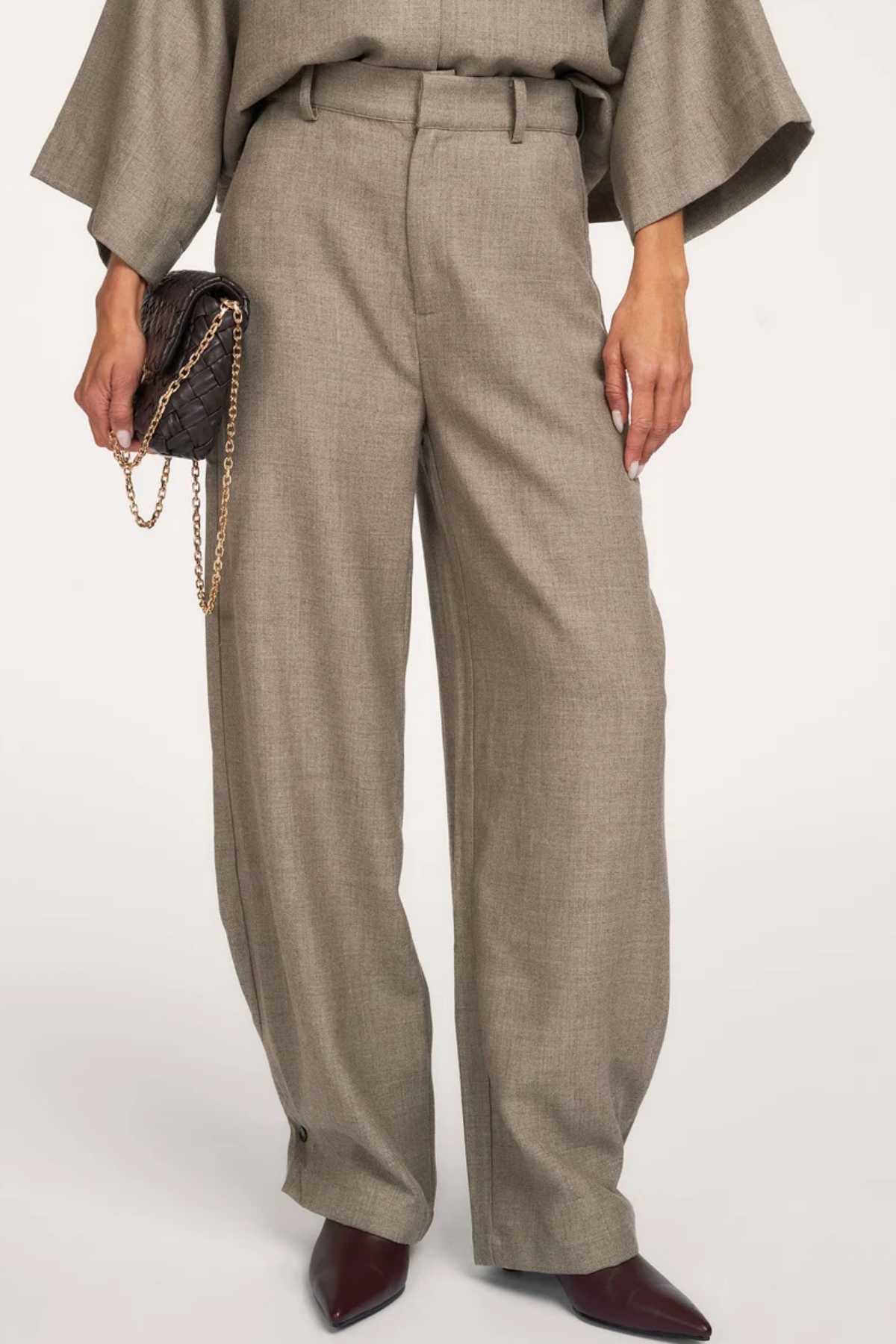 Clendis Tappered button detail pants slate grey