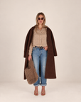 CELENN Detachable collar balloonshirt camel check