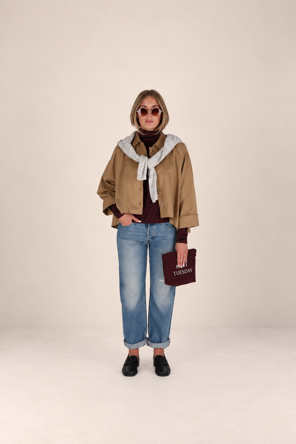 PAISE A line shirt blouse warm sand