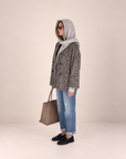 VELIEN Hooded scarf light grey melange