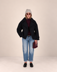 MATHO Short double breasted woolen coat night blue