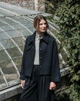 Mari short boxy woolen jacket Night Blue with collar