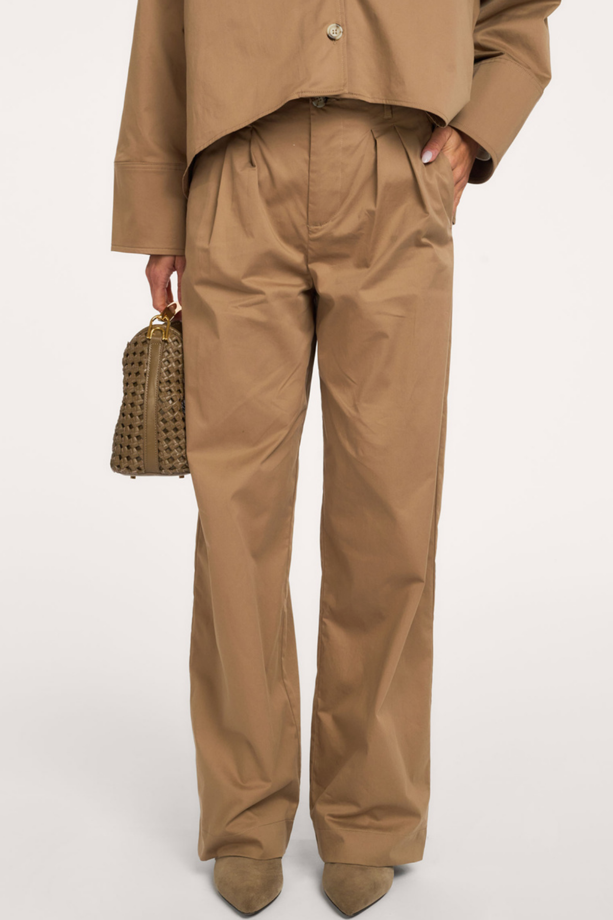 PAREE Pleated straight trousers warm sand