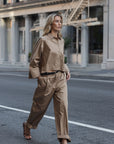 PAREE Pleated straight trousers warm sand
