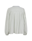 ILENE light greenlong sleevs pleated blouse