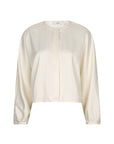 CAMELL 3/4 sleeves collarles blouson Coconut milk