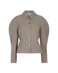 CIRISS Fitted balloon sleeve blouse zand