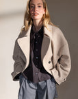 KARMEL Poplin shirt with bow collar chocolat