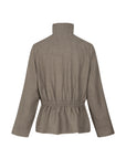 CLEND Standing collar waisted jacket zand