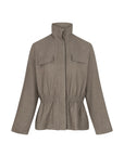 CLEND Standing collar waisted jacket zand
