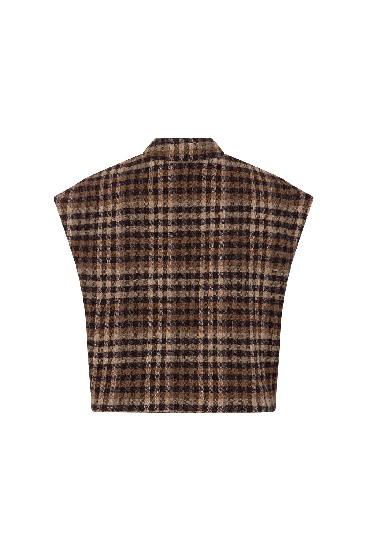 CISONNE Woolen check gilet brown check