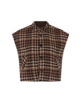 CISONNE Woolen check gilet brown check