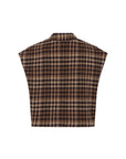 CISONNE Woolen check gilet brown check