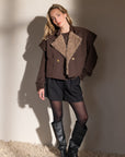 CILLY Waxed poncho Top chocolat
