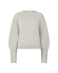 VISORE Long cuff fine knit sweater light grey melange