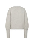 VISORE Long cuff fine knit sweater light grey melange