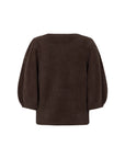 VIVANN Short balloon sleeve fluffy knitted top mud