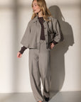 Clendis Tappered button detail pants slate grey