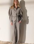 Clendis Tappered button detail pants slate grey
