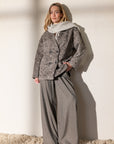 VELIEN Hooded scarf light grey melange