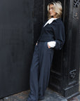 PILLI Blind placket top with collar night blue