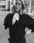 PILLI Blind placket top with collar night blue