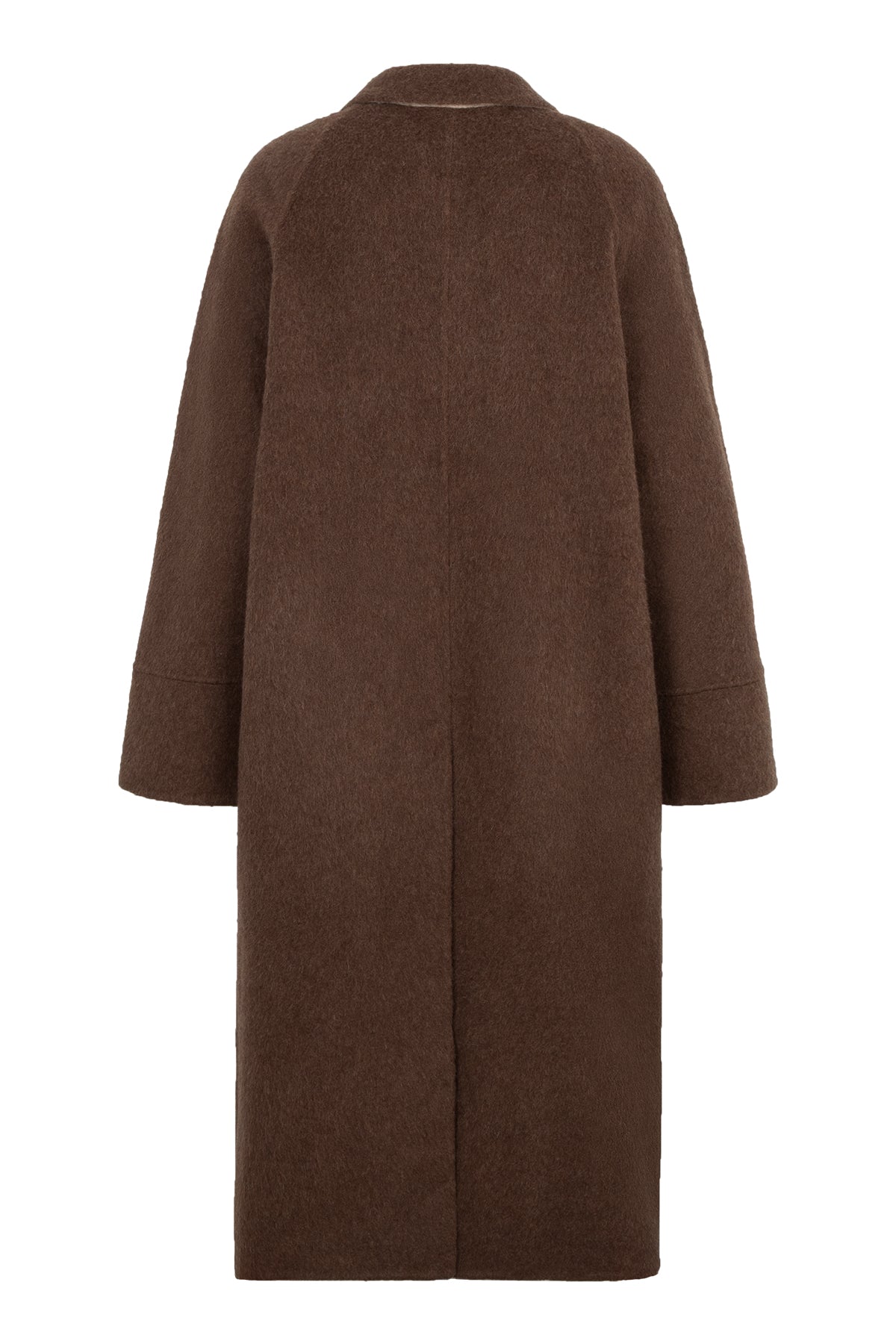 CIBERE Woolen silk long coat chocolat
