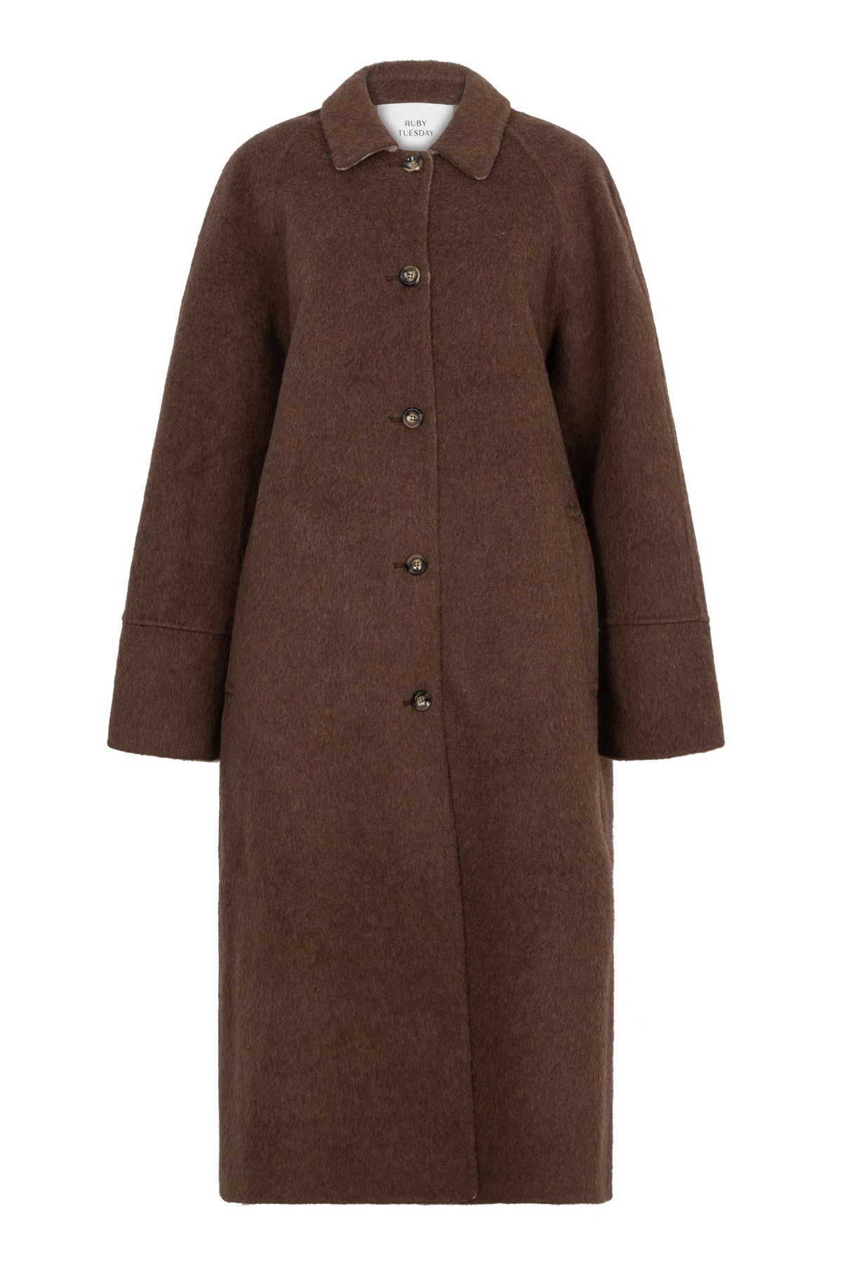 CIBERE Woolen silk long coat chocolat