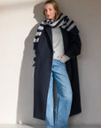MATTIN Woolen double breated long coat night blue