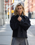 MATHO Short double breasted woolen coat night blue