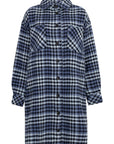CISON Long woolen check overshirt blue check