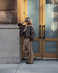 CIDORE Woolen check bomber jacket brown check