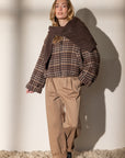 CIDORE Woolen check bomber jacket brown check