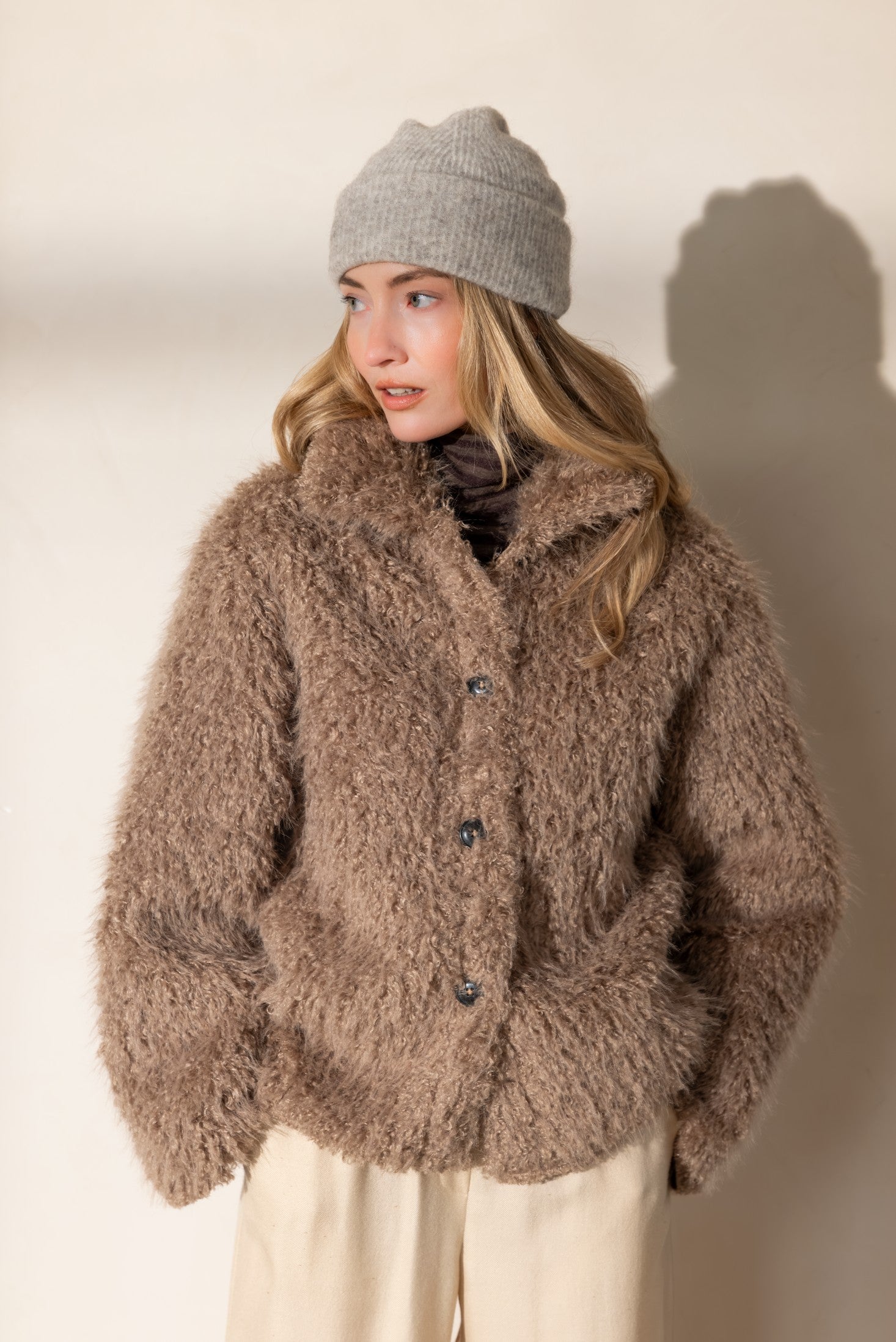 CIVETT Fake fur coat taupe