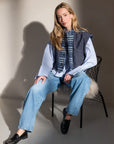 CISONNE Woolen check gilet blue check