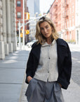 VOISE Knitted collar cape top light grey melange