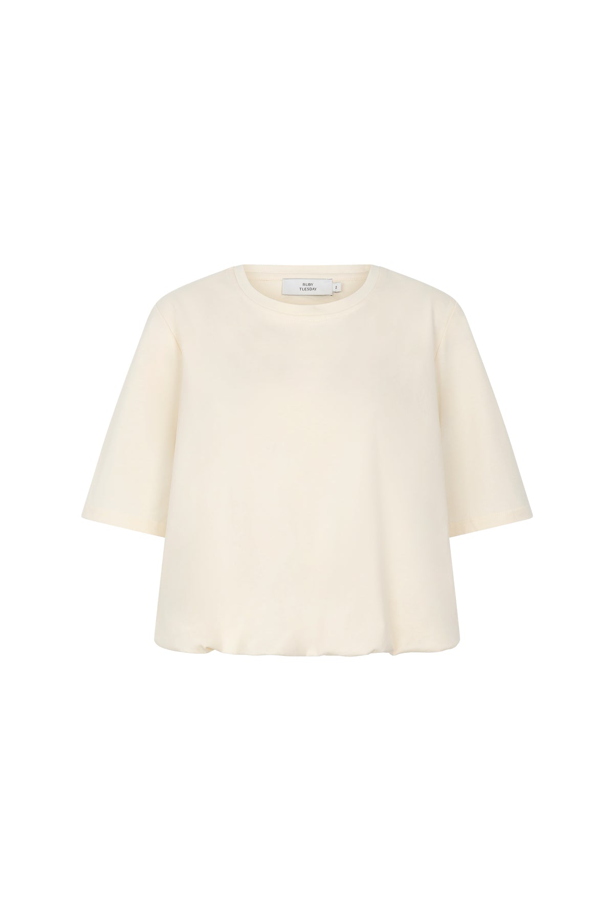 CIBET Short sleeves balloon hem tee cloud dancer