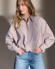 CILIEN Balloon hem shirt chocolat stripe