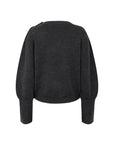 VISORE Long cuff fine knit sweater dark grey melange