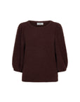 VIVANN Short balloon sleeve fluffy knitted top rust