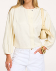 CAMELL 3/4 sleeves collarles blouson Coconut milk